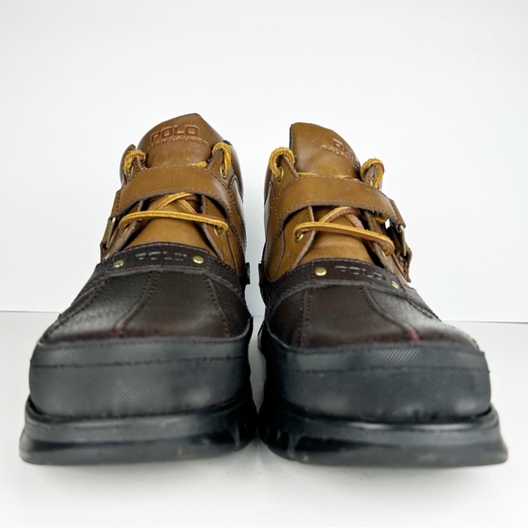 Polo Ralph Lauren Hardy II Pony Leather Brown Black Ankle Boot Men's Size 13 - Picture 2 of 14